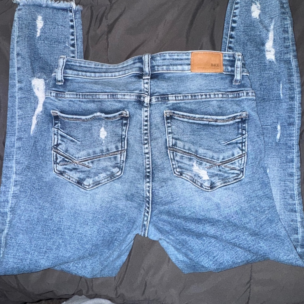 BKE Blue Jeans with Distressed Details